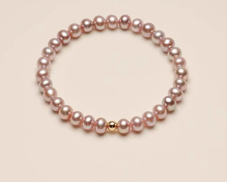 Elegant Pastel Pink Beaded Bracelet