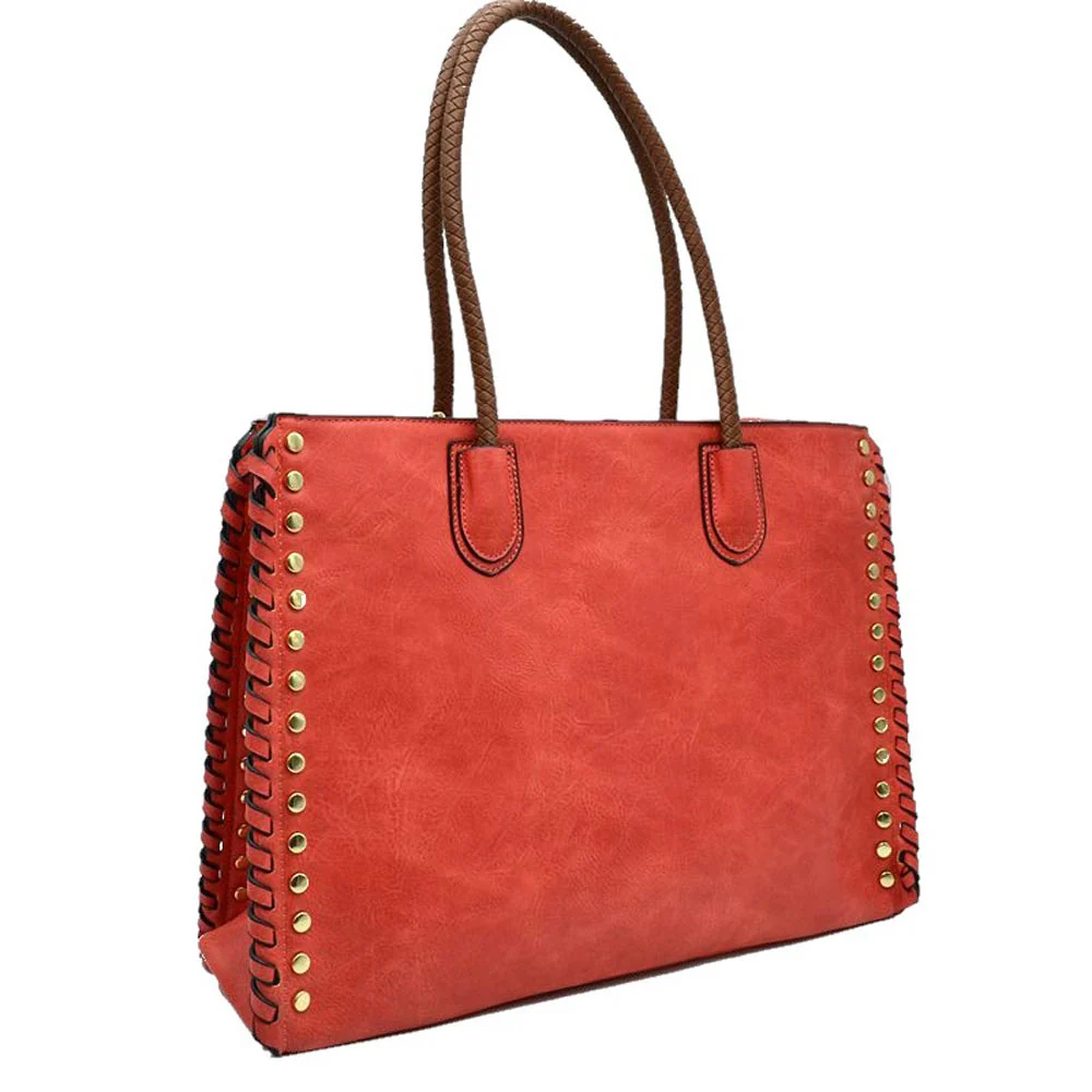 Elegant Stitch-Accent Tote Bag