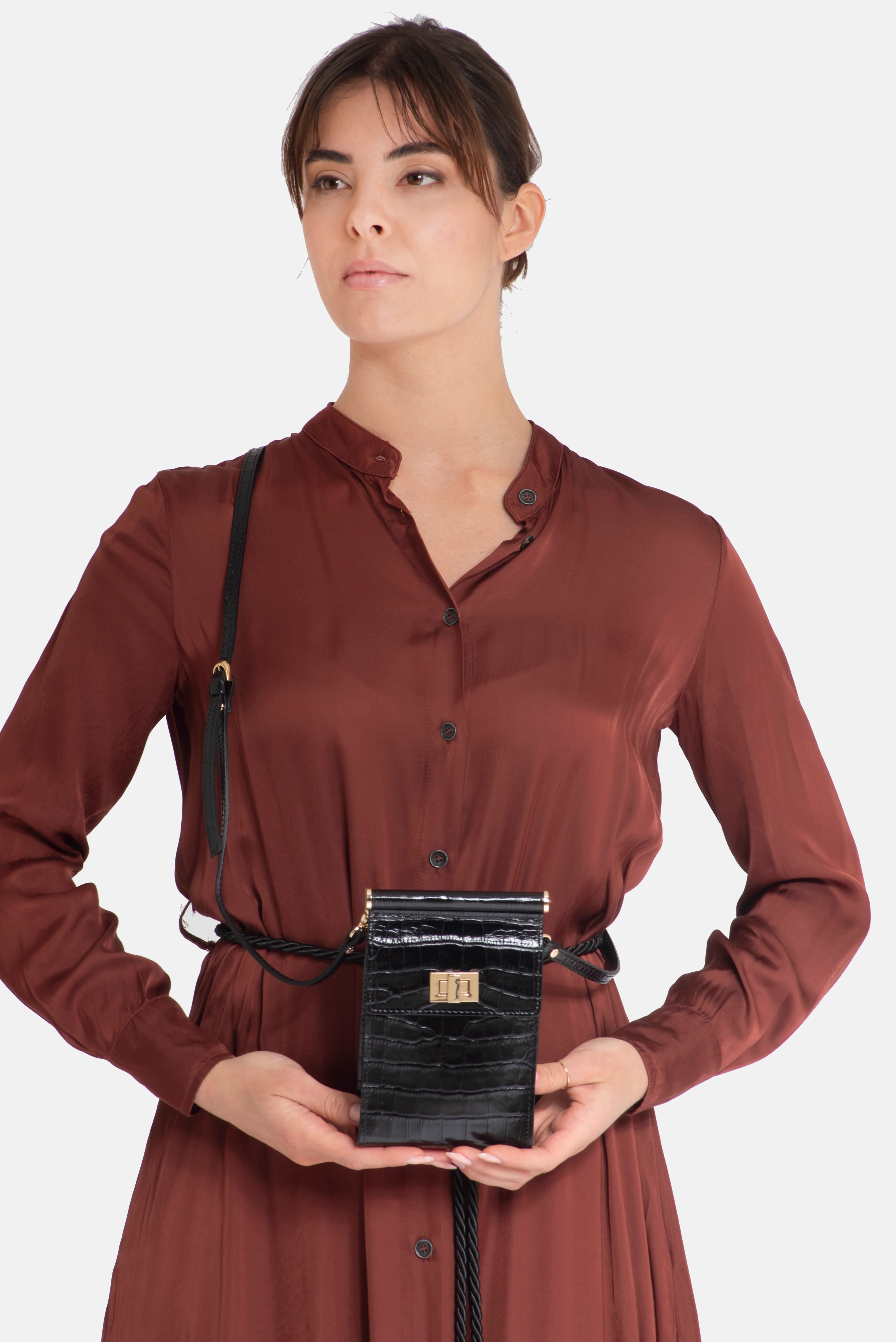 Elegant Faux Croc Crossbody Bag