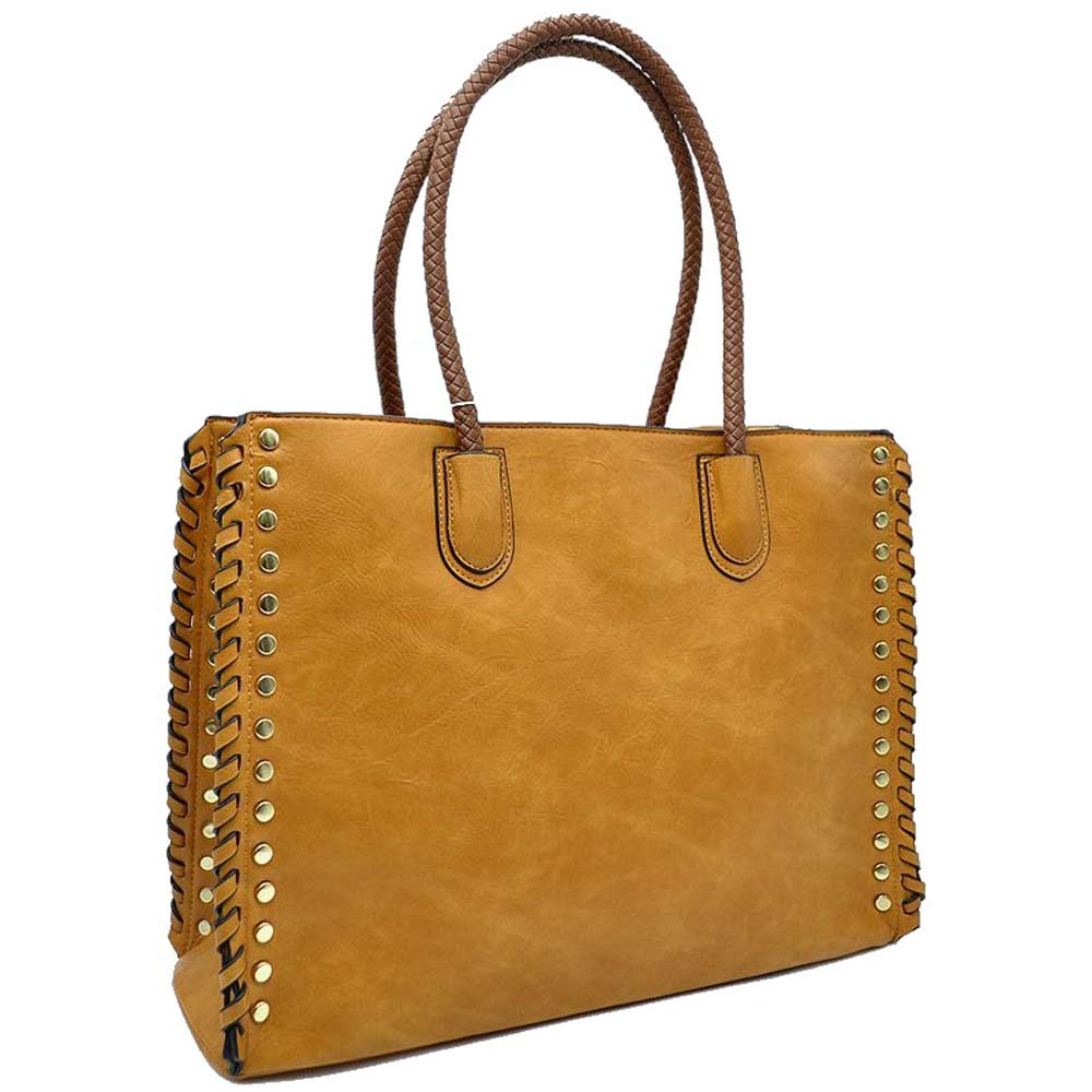 Elegant Stitch-Accent Tote Bag