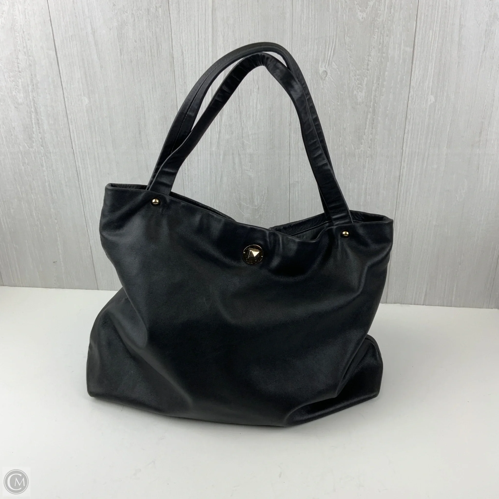 Elegant Black Faux Leather Tote Bag