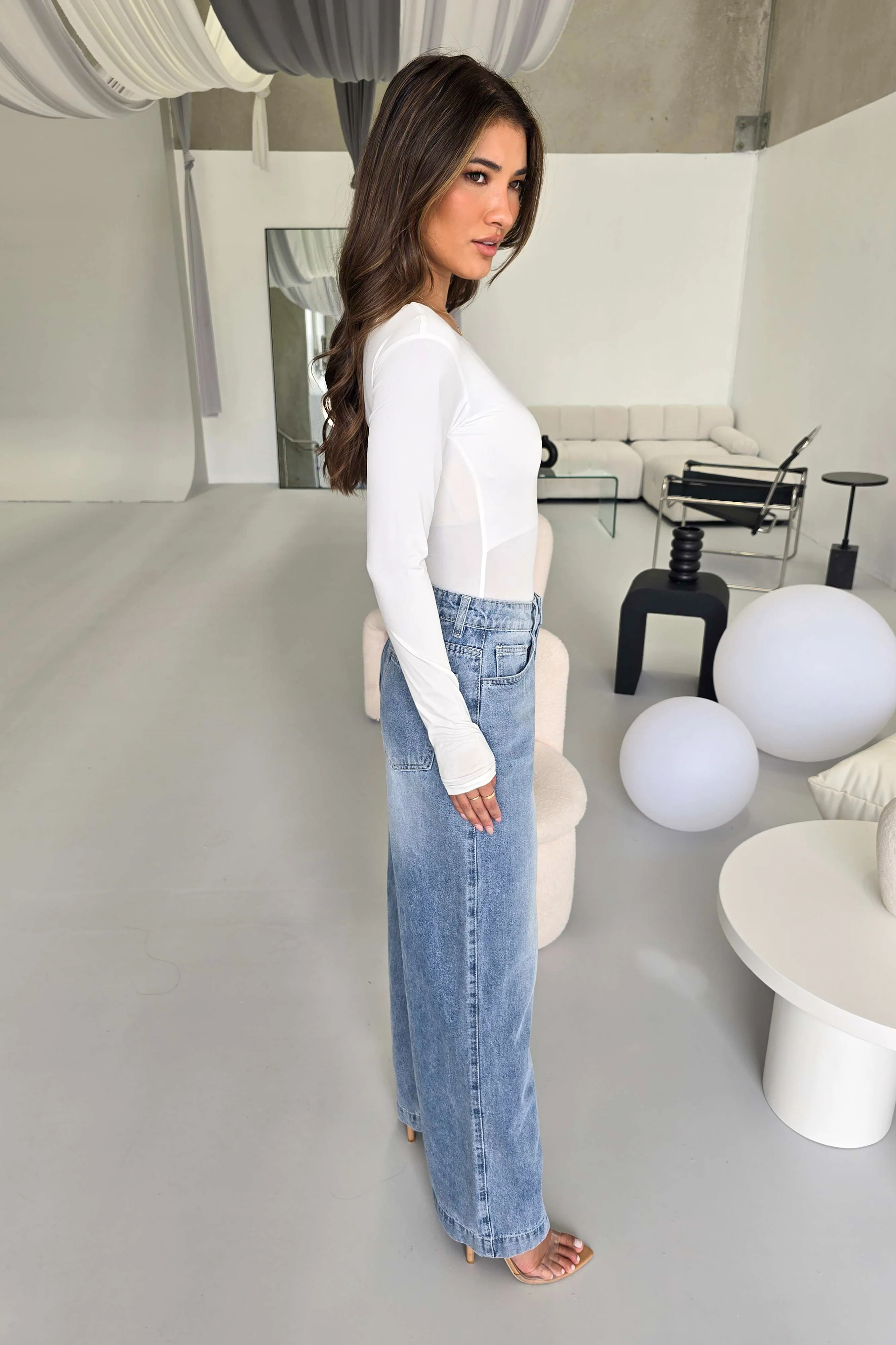 Elegant Long Sleeve White Top