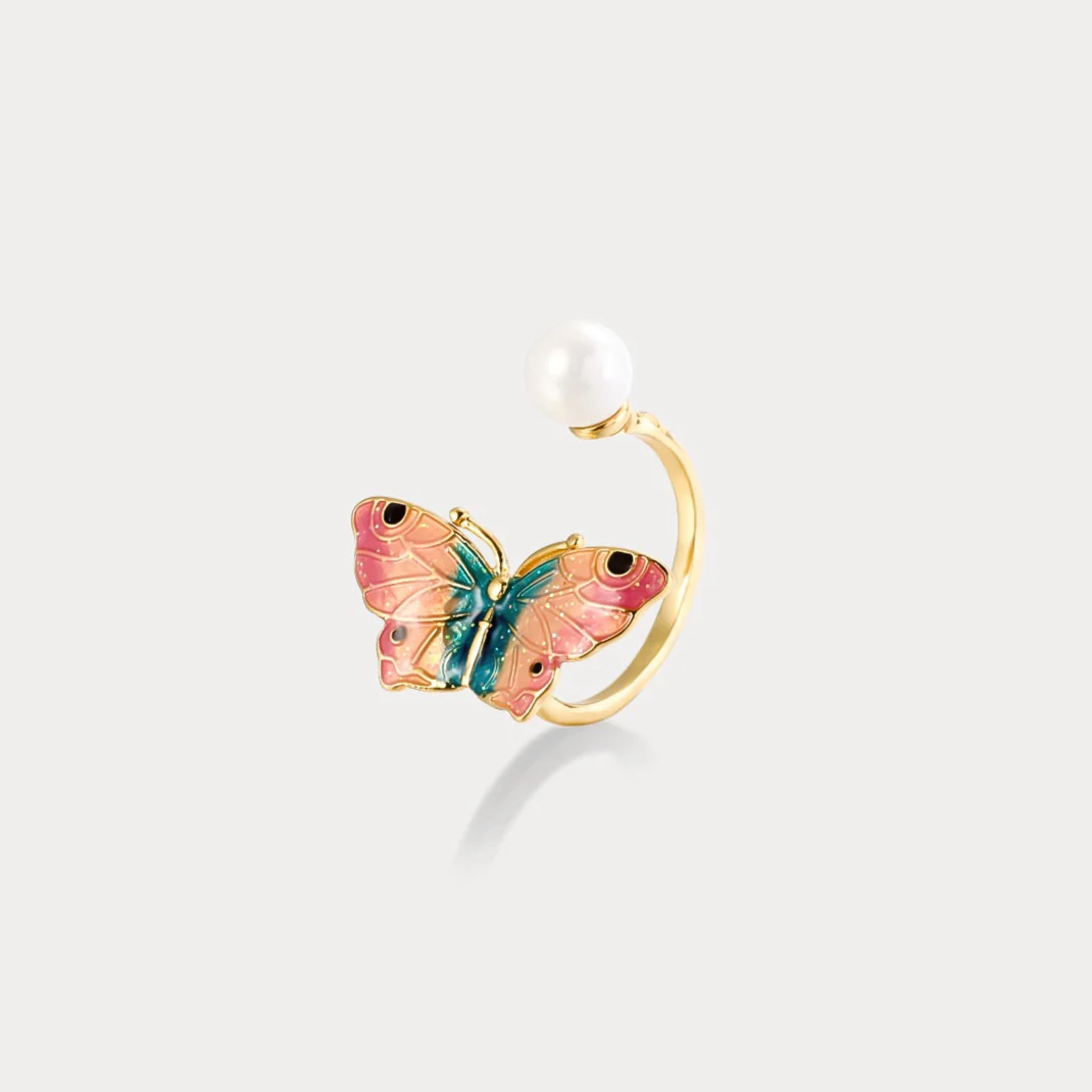 Charming Butterfly Pearl Ring