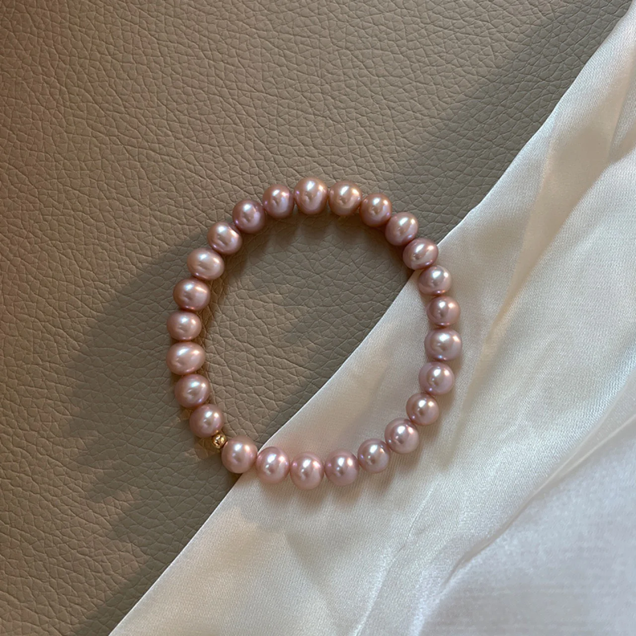 Elegant Pastel Pink Beaded Bracelet