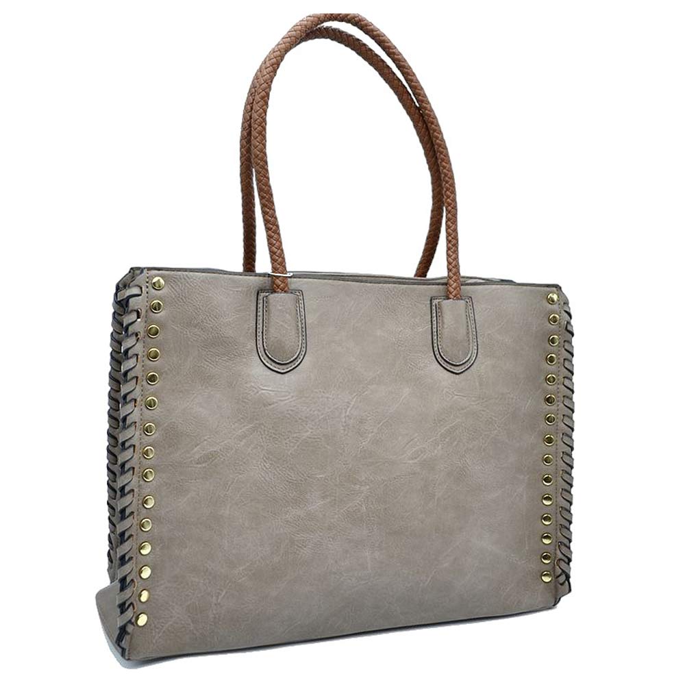 Elegant Stitch-Accent Tote Bag