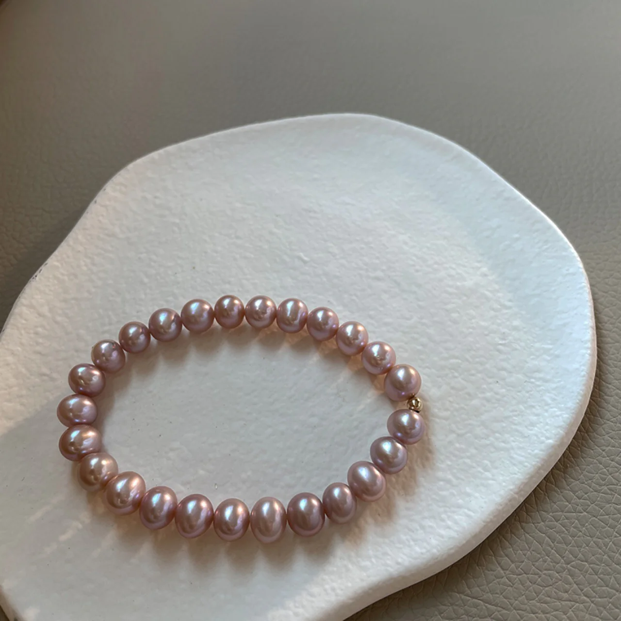 Elegant Pastel Pink Beaded Bracelet