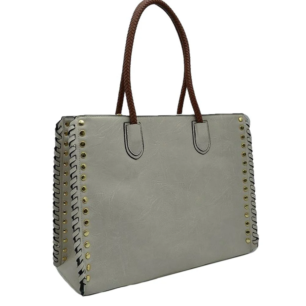 Elegant Stitch-Accent Tote Bag